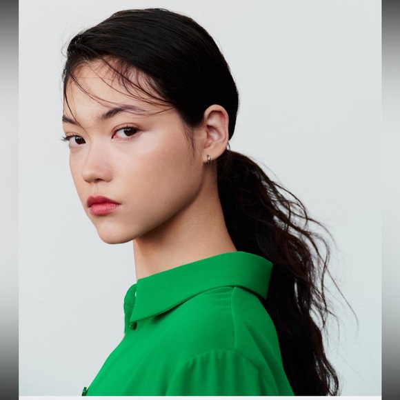 Zara crepe shirt, emerald green - Picture 6 of 13